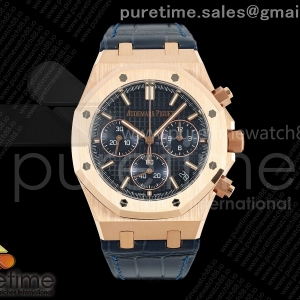 DDF 오데마피게 로얄오크 크로노 26240 로즈골드 블루다이얼 블루가죽스트랩 175g Royal Oak Chrono 26240 RG DDF 1:1 Best Edition Blue Dial on Blue Leather Bracelet DD4401 Super Clone (SW Dial)