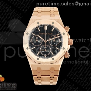 DDF 오데마피게 로얄오크 크로노 26240 로즈골드 블랙다이얼 스틸브레이슬릿 205g Royal Oak Chrono 26240 RG DDF 1:1 Best Edition Black Dial on RG Bracelet DD4401 Super Clone (SW Dial)
