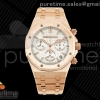 DDF 오데마피게 로얄오크 크로노 26240 로즈골드 화이트다이얼 스틸브레이슬릿 205g Royal Oak Chrono 26240 RG DDF 1:1 Best Edition White Dial on RG Bracelet DD4401 Super Clone (SW Dial)