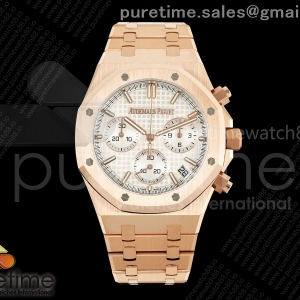 DDF 오데마피게 로얄오크 크로노 26240 로즈골드 화이트다이얼 스틸브레이슬릿 205g Royal Oak Chrono 26240 RG DDF 1:1 Best Edition White Dial on RG Bracelet DD4401 Super Clone (SW Dial)