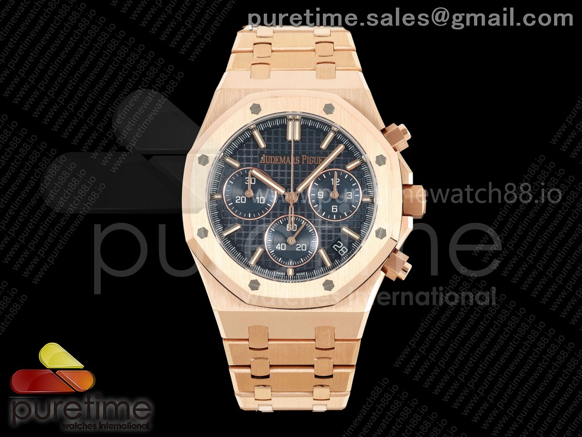 DDF 오데마피게 로얄오크 크로노 26240 로즈골드 블루다이얼 스틸브레이슬릿 205g Royal Oak Chrono 26240 RG DDF 1:1 Best Edition Blue Dial on RG Bracelet DD4401 Super Clone (SW Dial)
