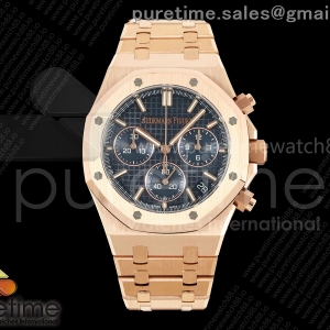 DDF 오데마피게 로얄오크 크로노 26240 로즈골드 블루다이얼 스틸브레이슬릿 205g Royal Oak Chrono 26240 RG DDF 1:1 Best Edition Blue Dial on RG Bracelet DD4401 Super Clone (SW Dial)