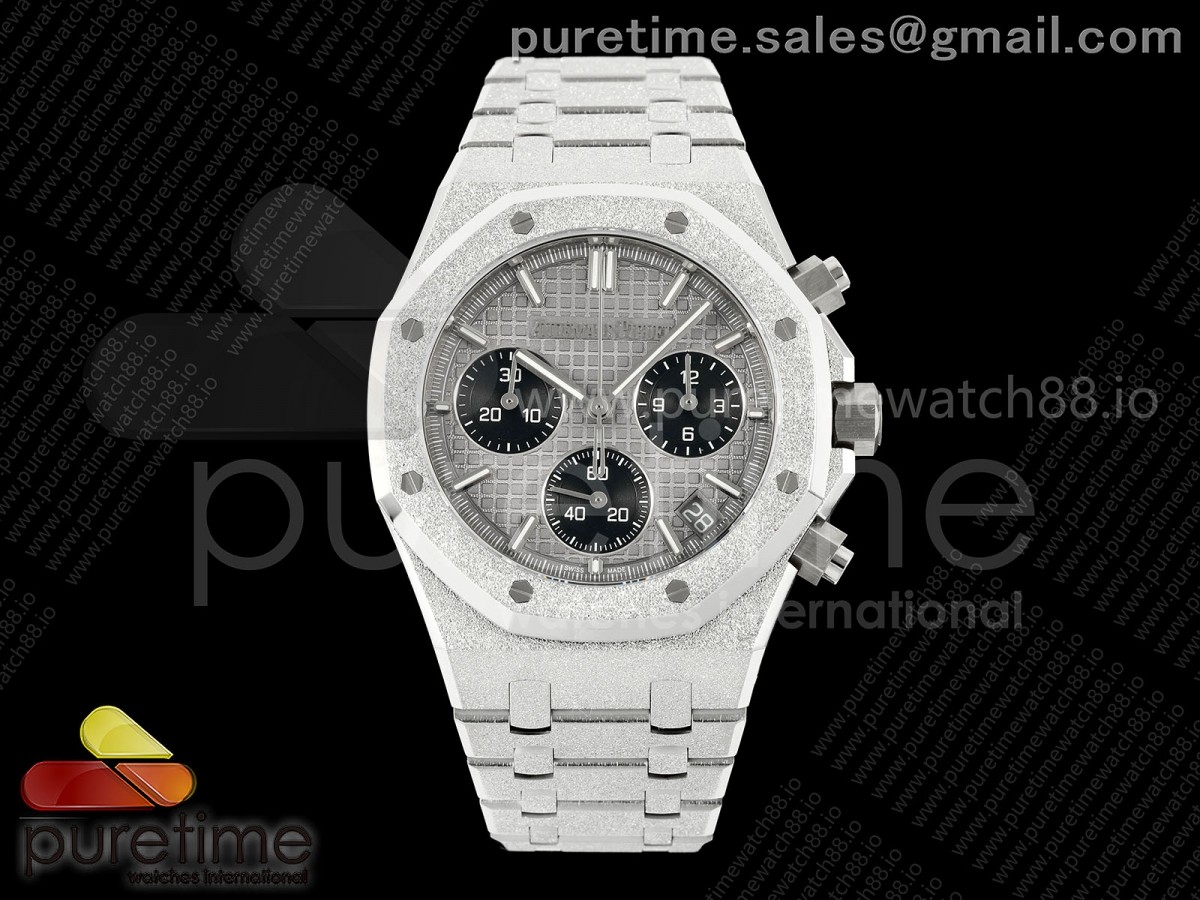 DDF 오데마피게 로얄오크 크로노 26240 프러스티드 텅스텐(Cu-W) 그레이/블랙다이얼 스틸브레이슬릿 205g   Royal Oak Chrono 26240 Frosted SS DDF 1:1 Best Edition Gray/Black Dial on SS Bracelet DD4401 Super Clone (SW Dial)