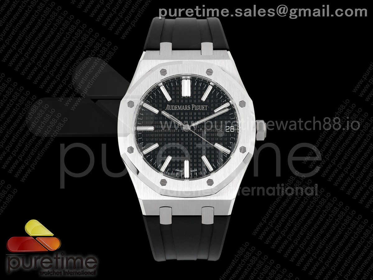 DDF 오데마피게 로얄오크 15510 블랙다이얼 블랙러버스트랩 Royal Oak 41mm 15510 SS DDF 1:1 Best Edition Black Dial on Black Rubber Strap DD4302 Super Clone