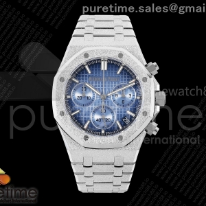 DDF 오데마피게 로얄오크 크로노 26240 프러스티드 텅스텐(Cu-W) 아이스블루다이얼 스틸브레이슬릿 205g  Royal Oak Chrono 26240 Frosted SS DDF 1:1 Best Edition Ice Blue Dial on Bracelet DD4401 Super Clone (SW Dial)