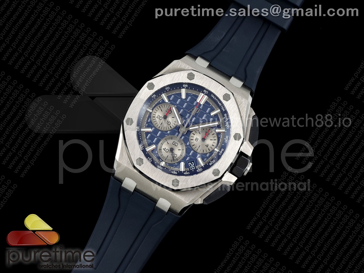 DDF 오데마피게 로얄오크 오프쇼 26420ti 티타늄 43미리 블루다이얼 블루러버스트랩  Royal Oak Offshore 43mm 26420ti Titanium DDF 1:1 Best Edition Blue Dial on Blue Rubber Strap DD4401 Super Clone