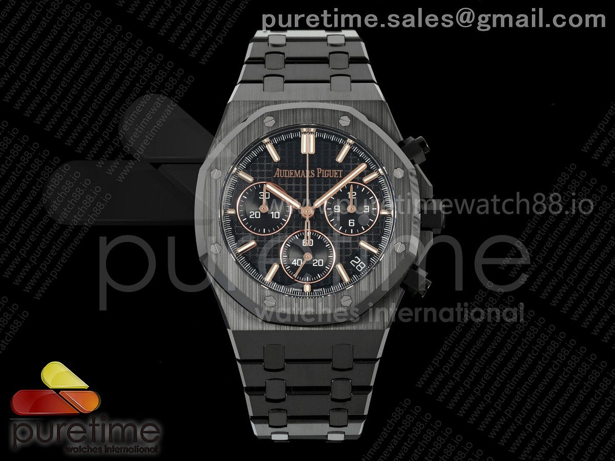 DDF 오데마피게 로얄오크 크로노 26420 블랙세라믹 블랙다이얼 세라믹브레이슬릿 147g Royal Oak Chrono 26240ce Black Ceramic DDF 1:1 Best Edition Black Dial on Bracelet DD4401 Super Clone