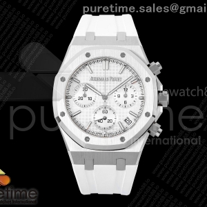 DDF 오데마피게 로얄오크 크로노 26420 SW화이트다이얼 화이트러버스트랩 Royal Oak Chrono 26240 SS DDF 1:1 Best Edition White Dial on White Rubber Strap DD4401 Super Clone (SW Dial)