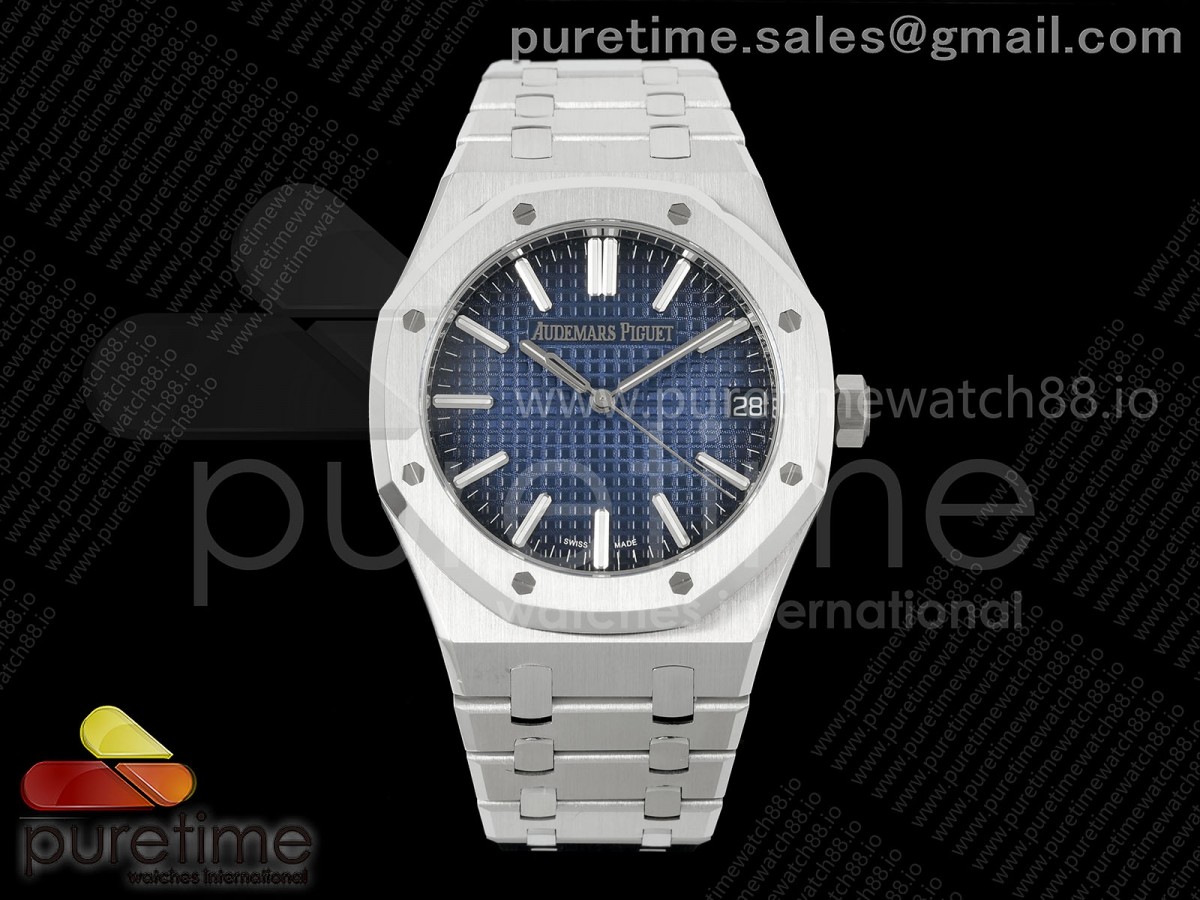 DDF 오데마피게 로얄오크 15510 텅스텐(Cu-W) 블루옴브레다이얼 스틸브레이슬릿 176g Royal Oak 41mm 15510 SS DDF 1:1 Best Edition Blue Ombre Dial on SS Bracelet DD4302 Super Clone (Weighted)