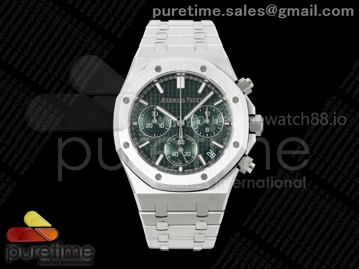 DDF 오데마피게 로얄오크 크로노 26420 50주년기념 SW그린다이얼 스틸브레이슬릿 Royal Oak Chrono 26240 SS DDF 1:1 Best Edition Green Dial on SS Bracelet DD4401 Super Clone (50th Anniversary)
