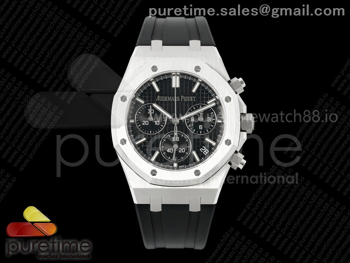 DDF 오데마피게 로얄오크 크로노 26420 50주년기념 SW블랙다이얼 블랙러버스트랩 Royal Oak Chrono 26240 SS DDF 1:1 Best Edition Black Dial on Black Rubber Strap DD4401 Super Clone (50th Anniversary)