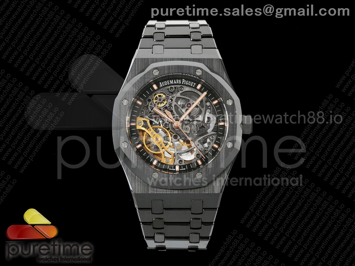 DDF 오데마피게 로얄오크 15416 블랙세라믹 스켈레톤다이얼 세라믹브레이슬릿 Royal Oak 41mm Openworked Ceramic 15416CE DDF 1:1 Best Edition on Ceramic Bracelet SA3132