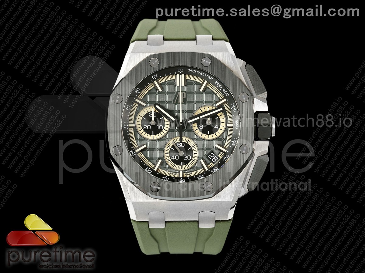 DDF 오데마피게 로얄오크 오프쇼어 26420 티타늄 그린/블랙다이얼 그린러버스트랩 Royal Oak Offshore 26420 Titanium DDF 1:1 Best Edition Green/Black Dial on Green Rubber Strap DD4401 Super Clone