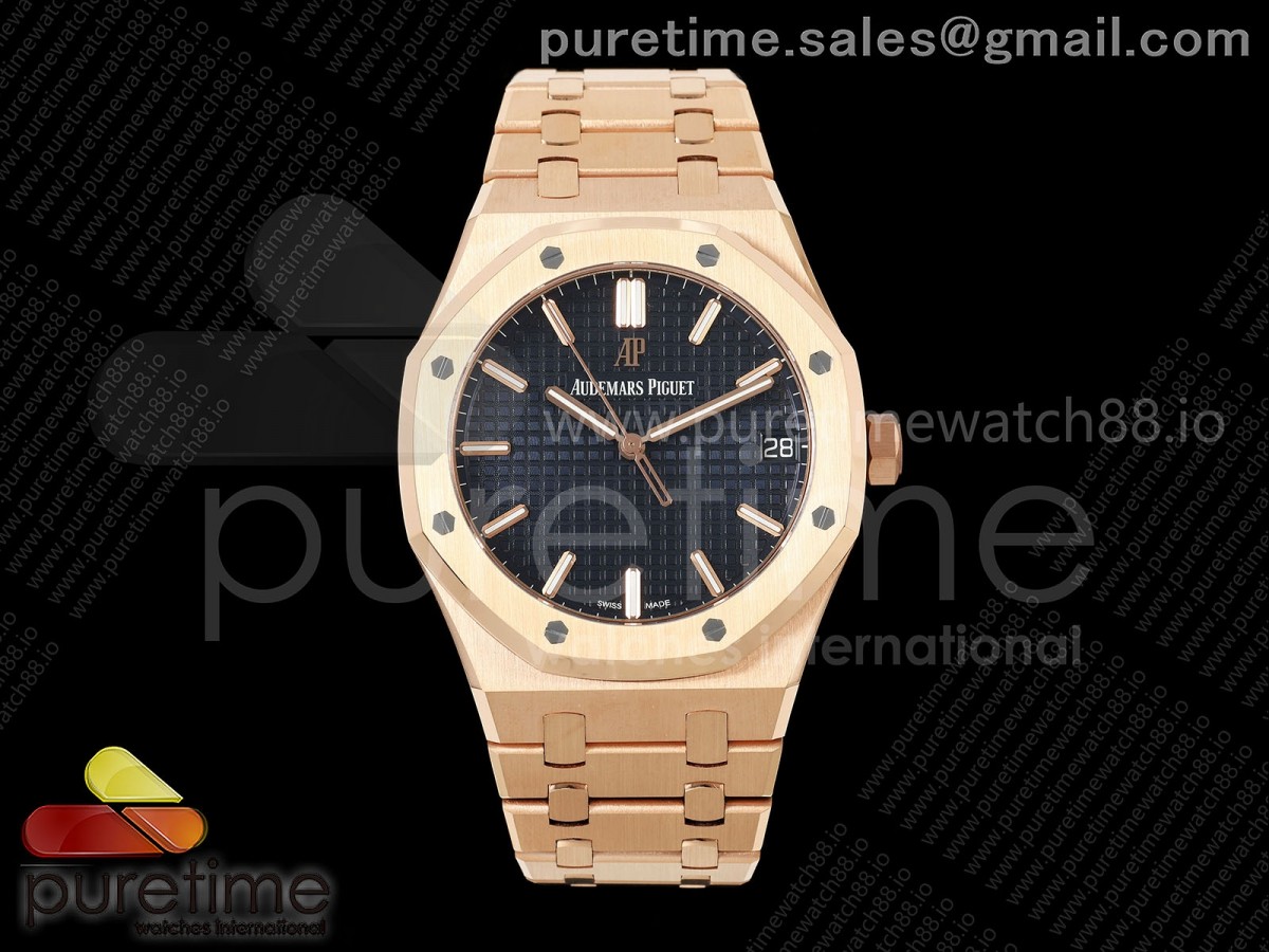 DDF 오데마피게 로얄오크 15500 로즈골드 텅스텐(Cu-W) 블루다이얼 스틸브레이슬릿 Royal Oak 41mm 15500 RG DDF 1:1 Best Edition Blue Dial on RG Bracelet DD4302 Super Clone (Weighted)