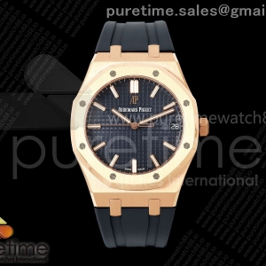 DDF 오데마피게 로얄오크 15500 로즈골드 텅스텐(Cu-W) 블루다이얼 블루러버스트랩  Royal Oak 41mm 15500 RG DDF 1:1 Best Edition Blue Dial on Blue Rubber Strap DD4302 Super Clone (Weighted)