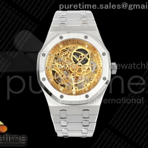 DDF 오데마피게 로얄오크 15407 골드스켈레톤다이얼 스틸브레이슬릿 더블밸런스휠 Royal Oak 41mm Openworked 15407 SS DDF 1:1 Best Edition YG Dial on SS Bracelet SA3132 Double Balance Wheels