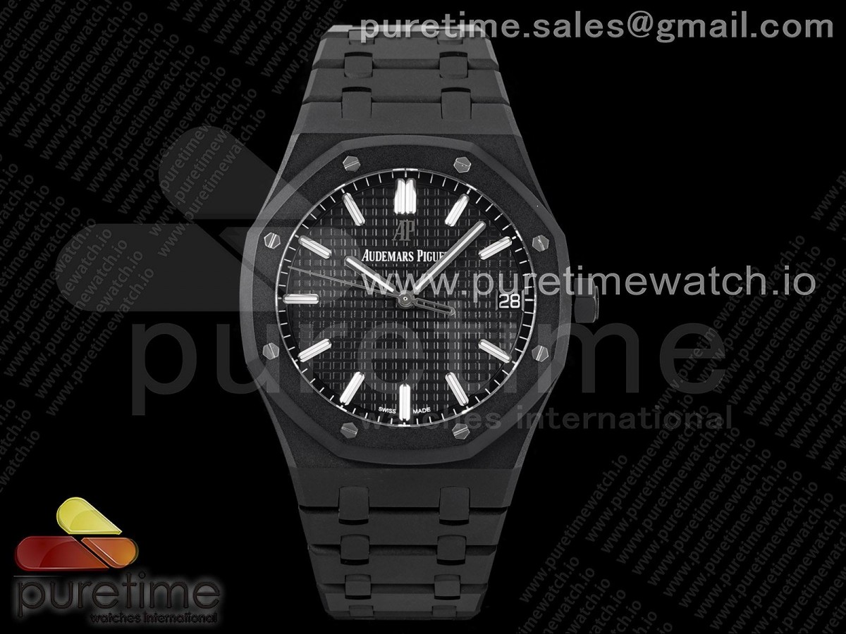 ZF V2 오데마피게 로얄오크 AP15500 DLC블랙 블랙다이얼 Royal Oak 41mm 15500 DLC ZF 1:1 Best Edition Black Textured Dial on SS Bracelet A4302 V2(Free Box)