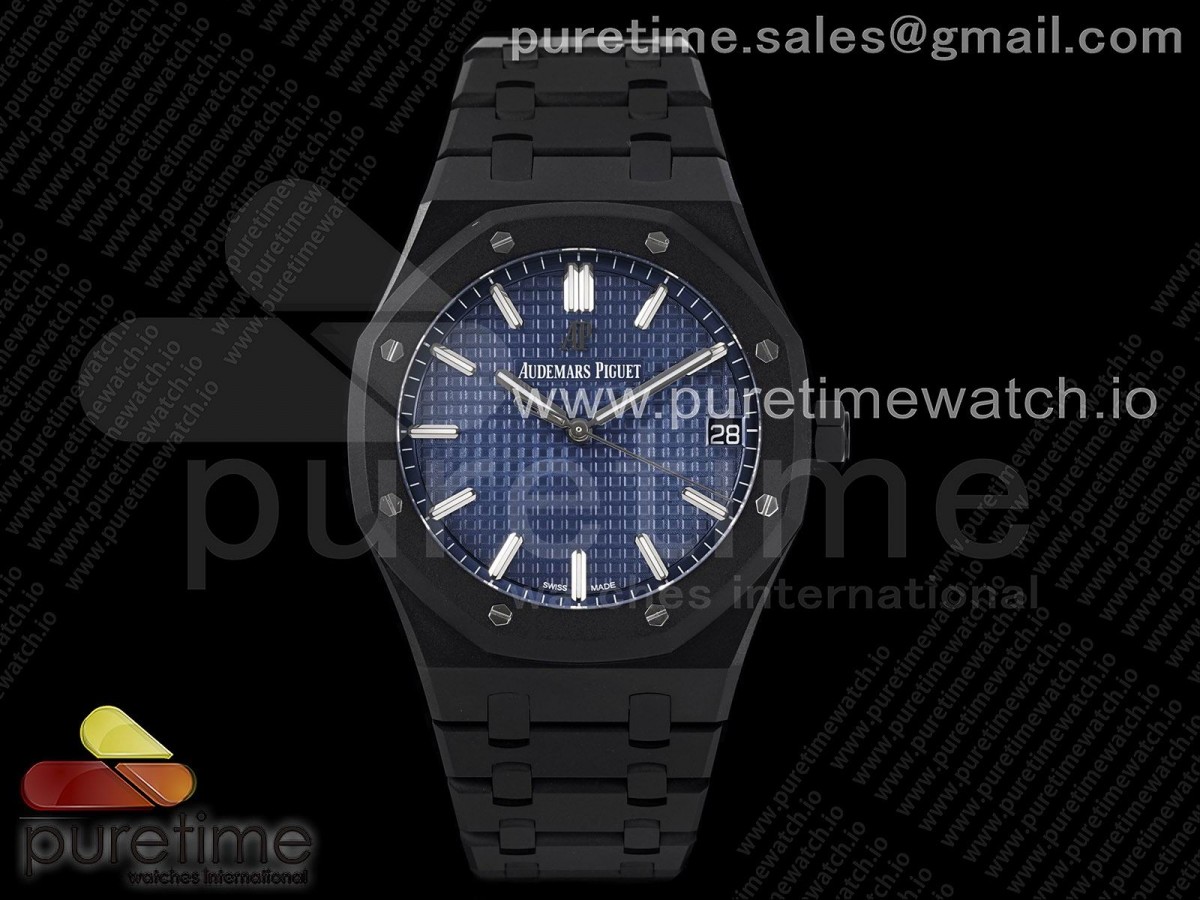 ZF V2 오데마피게 로얄오크 AP15500 DLC블랙 블루다이얼 Royal Oak 41mm 15500 DLC ZF 1:1 Best Edition Blue Textured Dial on SS Bracelet A4302 V2(Free Box)