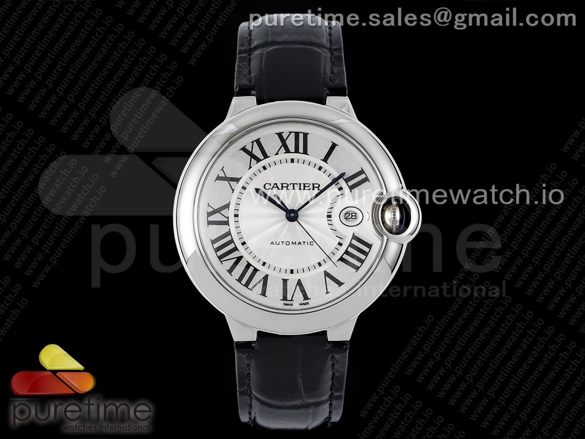 AF 발롱블루 42미리 화이트다이얼 엘리 스트랩 Ballon Bleu 42mm SS AF 1:1 Best Edition White Textured Dial on Black Leather Strap A2824