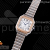 V6F V2 산토스 드 까르띠에 로즈골드 콤비 미듐 35미리 Santos de Cartier 35mm 2018 V6F 1:1 Best Edition RG Bezel and Screw White Dial on SS Bracelet MIYOTA 9015 V2