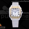 KORF V2 산토스 드 까르띠에 골드 콤비 라지 40미리 Santos de Cartier 40mm SS/YG KOR 1:1 Best Edition White Dial on SS/YG SmartLinks Bracelet MIYOTA 9015 V2 (Free Leather)
