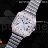 BVF V2 산토스 드 까르띠에 스틸 다이아베젤 미듐 35미리 Santos de Cartier 35mm SS Diamonds Bezel BVF 1:1 Best Edition White Dial on SS SmartLinks Bracelet MIYOTA 9015 V2