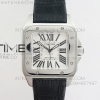 V6F 산토스100 미듐 33미리 블랙 가죽스트랩 Santos 100 33mm V6F Best Edition Ladies SS White Dial on Black Leather Strap SEIKO NH05A