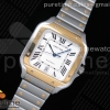 BVF V2 산토스 드 까르띠에 옐로우골드 콤비 라지 40미리 Santos de Cartier 40mm SS/YG 2018 BVF 1:1 Best Edition White Dial on SS/YG SmartLinks Bracelet MIYOTA 9015 V2