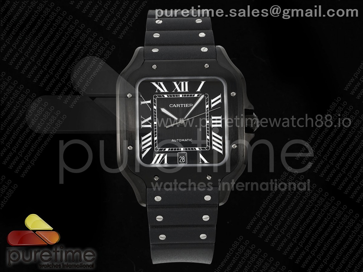 BVF 산토스 드 까르띠에 40미리 라지 PVD블랙 블랙다이얼 블랙러버스트랩 Santos de Cartier 40mm PVD BVF 1:1 Best Edition Black Dial on Rubber Strap MIYOTA 9019