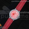 V6F 발롱블루 28미리 레드다이얼 레드 가죽스트랩 Ballon Bleu 28mm SS V6F 1:1 Best Edition Red Dial on Red Leather Strap Ronda Quartz