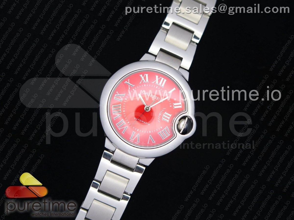 V6F 발롱블루 33미리 오토매틱 레드다이얼 스틸 Ballon Bleu 33mm SS V6F 1:1 Best Edition Red Dial on SS Bracelet SEIKO NH05A