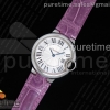 AF 발롱블루 33미리 화이트다이얼 퍼플 악어가죽스트랩 Ballon Bleu 33mm SS AF 1:1 Best Edition White Textured Dial on Pueple Crocodile Strap Jap Quartz