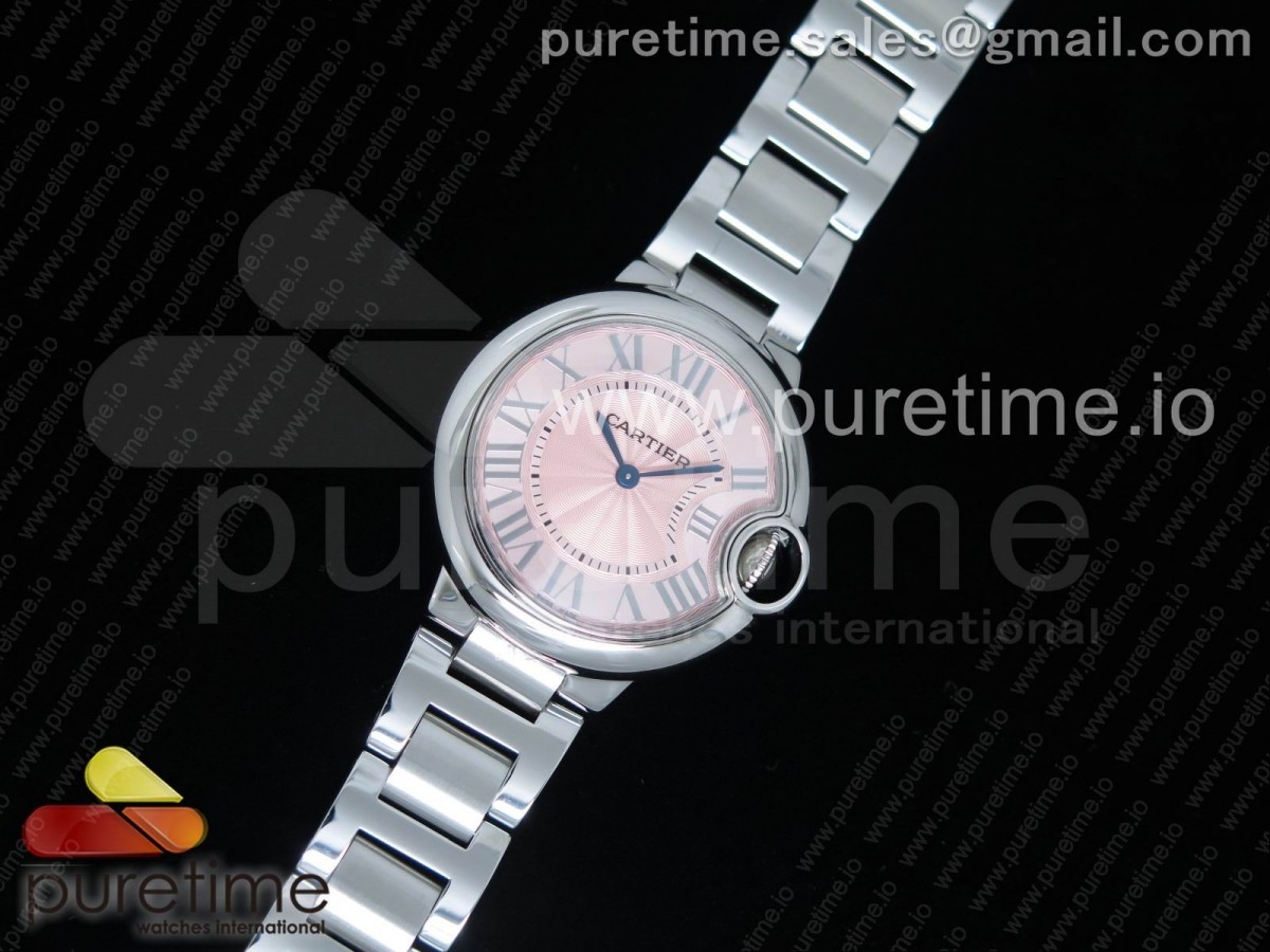 AF 발롱블루 33미리 핑크다이얼 스틸 브레이슬릿 Ballon Bleu 33mm SS AF 1:1 Best Edition Pink Textured Dial on SS Bracelet Jap Quartz