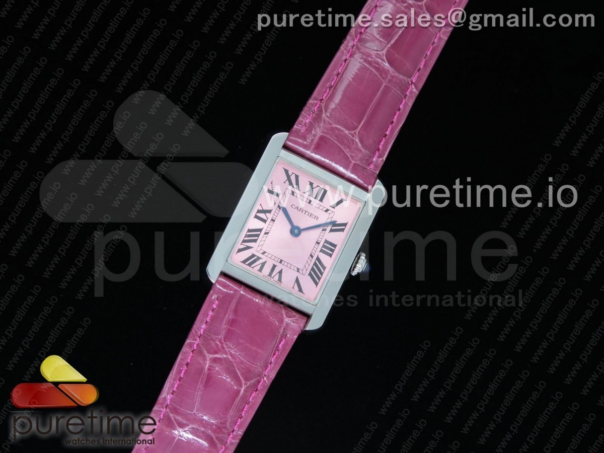 K11F 탱크솔로 스몰 24미리 핑크다이얼 핑크 가죽스트랩 Tank Louis Ladies SS K11 Maker Pink Dial on Pink Leather Strap Ronda Quartz