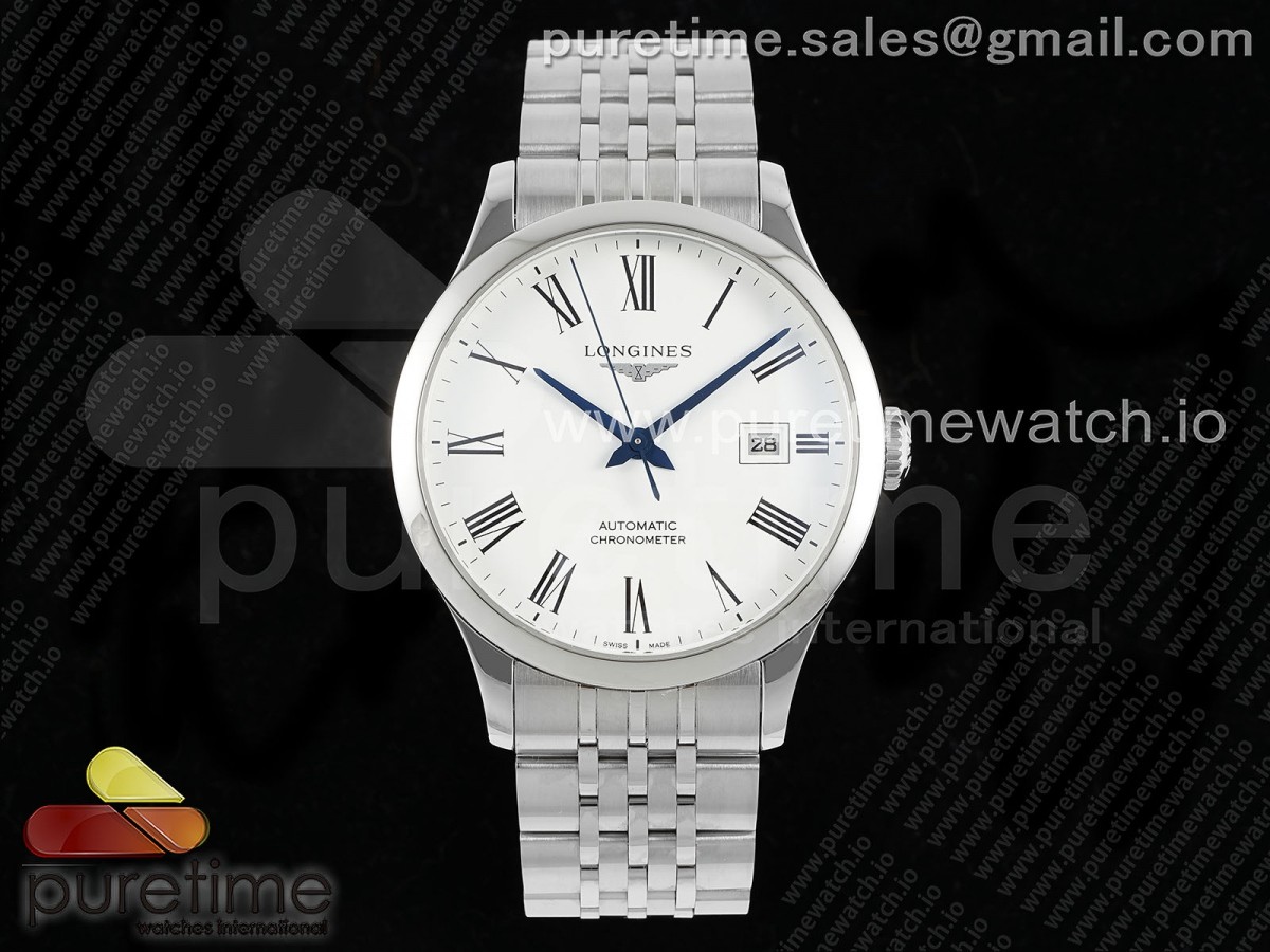 AF 론진 레코드 화이트다이얼 스틸브레이슬릿 Record 40mm SS AF 1:1 Best Edition White Dial on SS Bracelet A2892