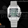 AF 까르띠에 산토스 미듐 35미리 그린다이얼 스마트링크스틸브레이슬릿 Santos de Cartier 35mm SS AF 1:1 Best Edition Green Dial on SS SmartLinks Bracelet MIYOTA 9015