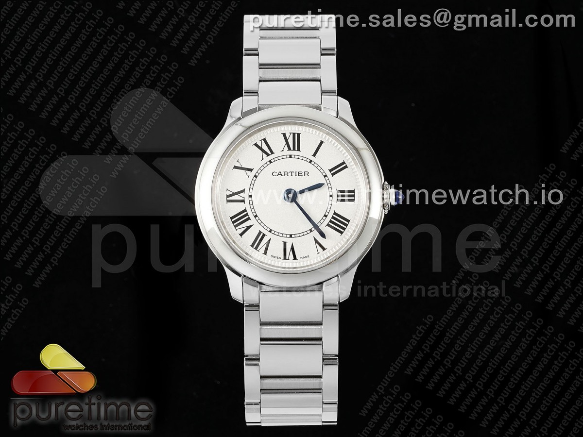 AF 까르띠에 롱드머스트 29미리 화이트다이얼 스틸브레이슬릿 Ronde Must 29mm SS AF 1:1 Best Edition White Dial on SS Bracelet Ronda Quartz