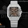 AF 까르띠에 산토스 라지 40미리 브라운다이얼 스마트링크스틸브레이슬릿 Santos de Cartier 40mm SS AF 1:1 Best Edition Brown Dial on SS SmartLinks Bracelet MIYOTA 9015