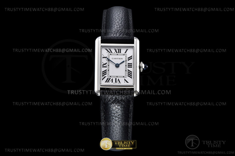 K11F 까르띠에 탱크 머스트 22mm 스몰 화이트다이얼 블랙가죽스트랩 Cartier Tank Must Small C-Blk SS/LE White K11 Sw Qtz