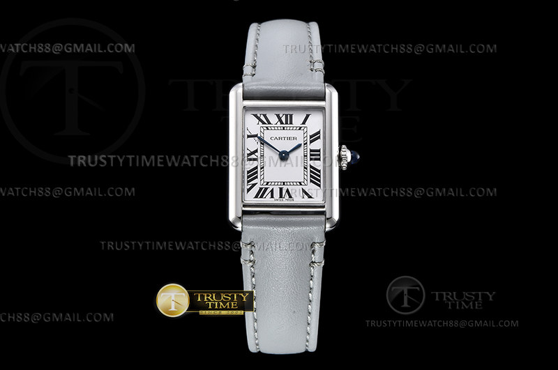 K11F 까르띠에 탱크 머스트 22mm 스몰 화이트다이얼 그레이가죽스트랩 Cartier Tank Must Small Gry SS/LE White K11 Swiss Qtz