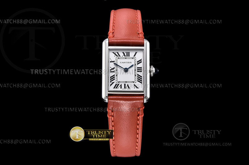 K11F 까르띠에 탱크 머스트 22mm 스몰 화이트다이얼 오렌지가죽스트랩 Cartier Tank Must Small Org SS/LE White K11 Swiss Qtz