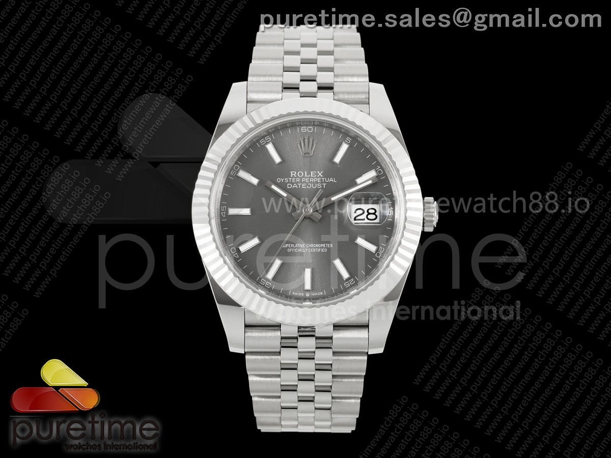 (NEW) VSF V2S 롤렉스 데이저스트41 그레이다이얼 스틸브레이슬릿 프리스프렁 133g  DateJust 41 126334 904L SS VSF 1:1 Best Edition Gray Stick Dial on Jubilee Bracelet VS3235v2 V2s (133g)