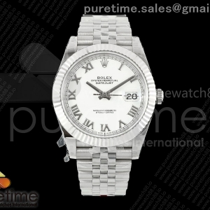 (NEW) VSF V2S 롤렉스 데이저스트41 화이트로만다이얼 스틸브레이슬릿 프리스프렁 133g DateJust 41 126334 904L SS VSF 1:1 Best Edition White Roman Dial on Jubilee Bracelet VS3235v2 V2s (133g)