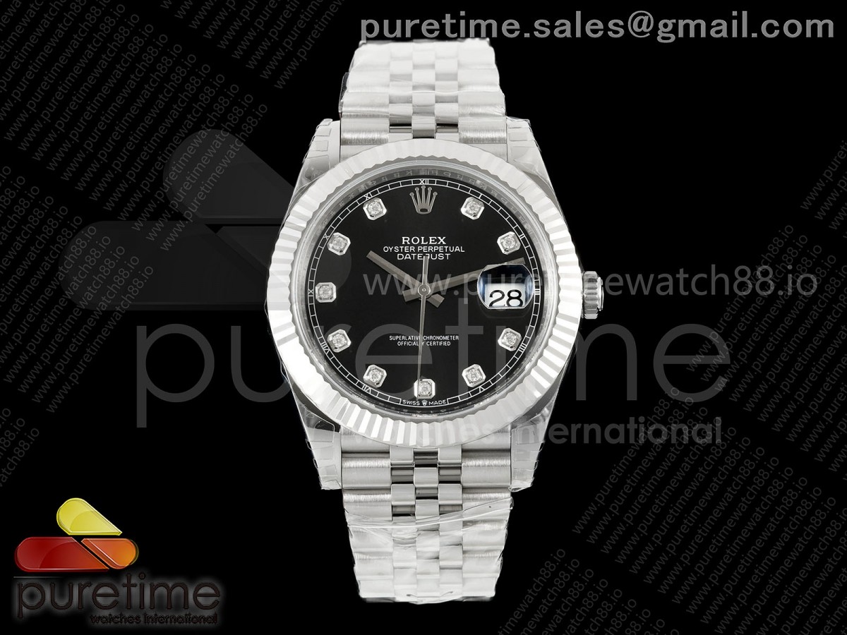 (NEW) VSF V2S 롤렉스 데이저스트41 블랙텐포인트다이얼 스틸브레이슬릿 프리스프렁 133g  DateJust 41 126334 904L SS VSF 1:1 Best Edition Black Diamonds Dial on Jubilee Bracelet VS3235v2 V2s (133g)