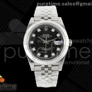 (NEW) VSF V2S 롤렉스 데이저스트41 블랙텐포인트다이얼 스틸브레이슬릿 프리스프렁 133g  DateJust 41 126334 904L SS VSF 1:1 Best Edition Black Diamonds Dial on Jubilee Bracelet VS3235v2 V2s (133g)