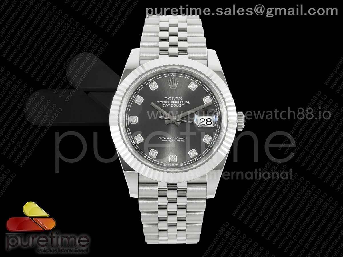 (NEW) VSF V2S 롤렉스 데이저스트41 그레이텐포인트다이얼 스틸브레이슬릿 프리스프렁 133g DateJust 41 126334 904L SS VSF 1:1 Best Edition Gray Diamonds Dial on Jubilee Bracelet VS3235v2 V2s (133g)