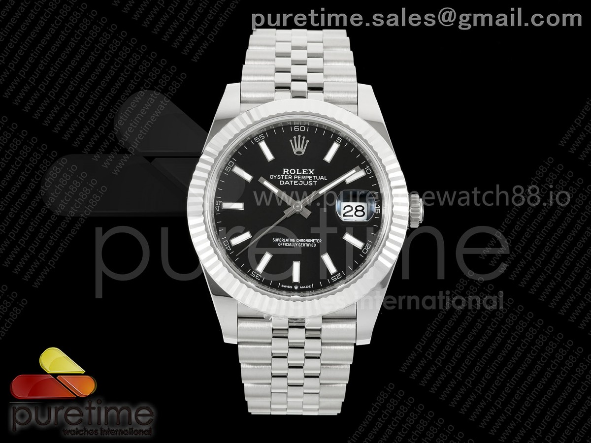 (NEW) VSF V2S 롤렉스 데이저스트41 블랙다이얼 스틸브레이슬릿 프리스프렁 133g  DateJust 41 126334 904L SS VSF 1:1 Best Edition Black Stick Dial on Jubilee Bracelet VS3235v2 V2s (133g)