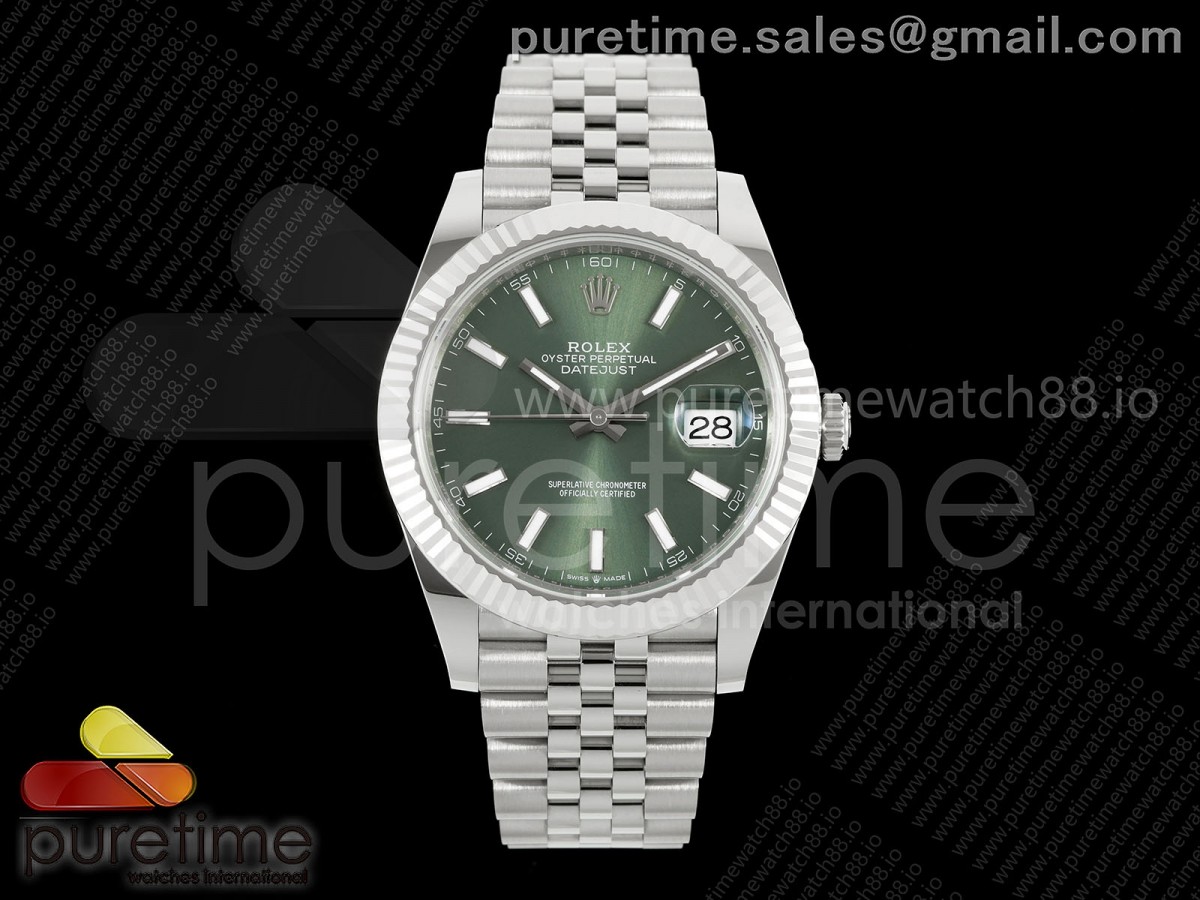 (NEW) VSF V2S 롤렉스 데이저스트41 그린다이얼 스틸브레이슬릿 프리스프렁 133g DateJust 41 126334 904L SS VSF 1:1 Best Edition Green Stick Dial on Jubilee Bracelet VS3235v2 V2s (133g)