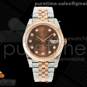 VSF V2 롤렉스 데이저스트41 로즈골드콤비 브라운텐포인트다이얼 스틸브레이슬릿  DateJust 41 126331 SS/RG VSF 1:1 Best Edition Brown Diamonds Dial on Jubilee Bracelet VS3235 V2