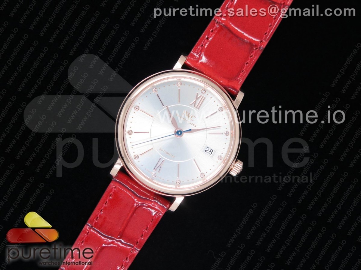 MKF IWC 포르토피노 37미리 실버다이얼 로즈골드 레드가죽스트랩 Portofino Automatic 37 RG MK 1:1 Best Edition Silver Dial on Red Leather Strap MIYOTA 9015